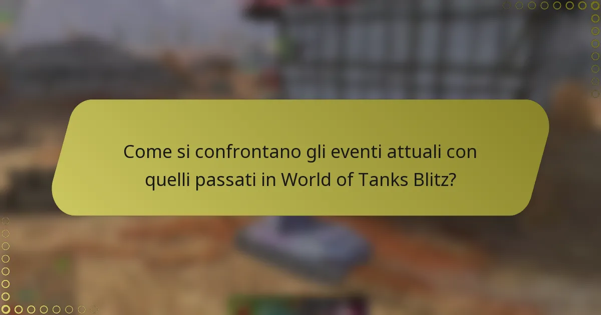 Come si confrontano gli eventi attuali con quelli passati in World of Tanks Blitz?